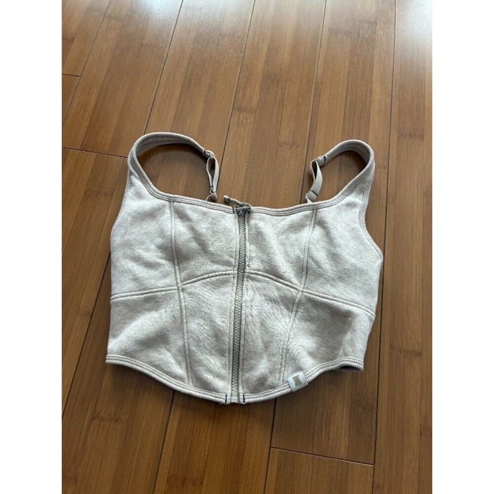 Savage X Fenty Beige Corset Top Zip Closure Adjustable Straps Size M